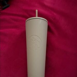 Starbucks Cream Tumbler with Embossed Logo